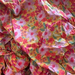 NATURAL LIFE Vibrant Floral Queen Fitted Sheet - Pink, Red, Yellow, 100% cotton